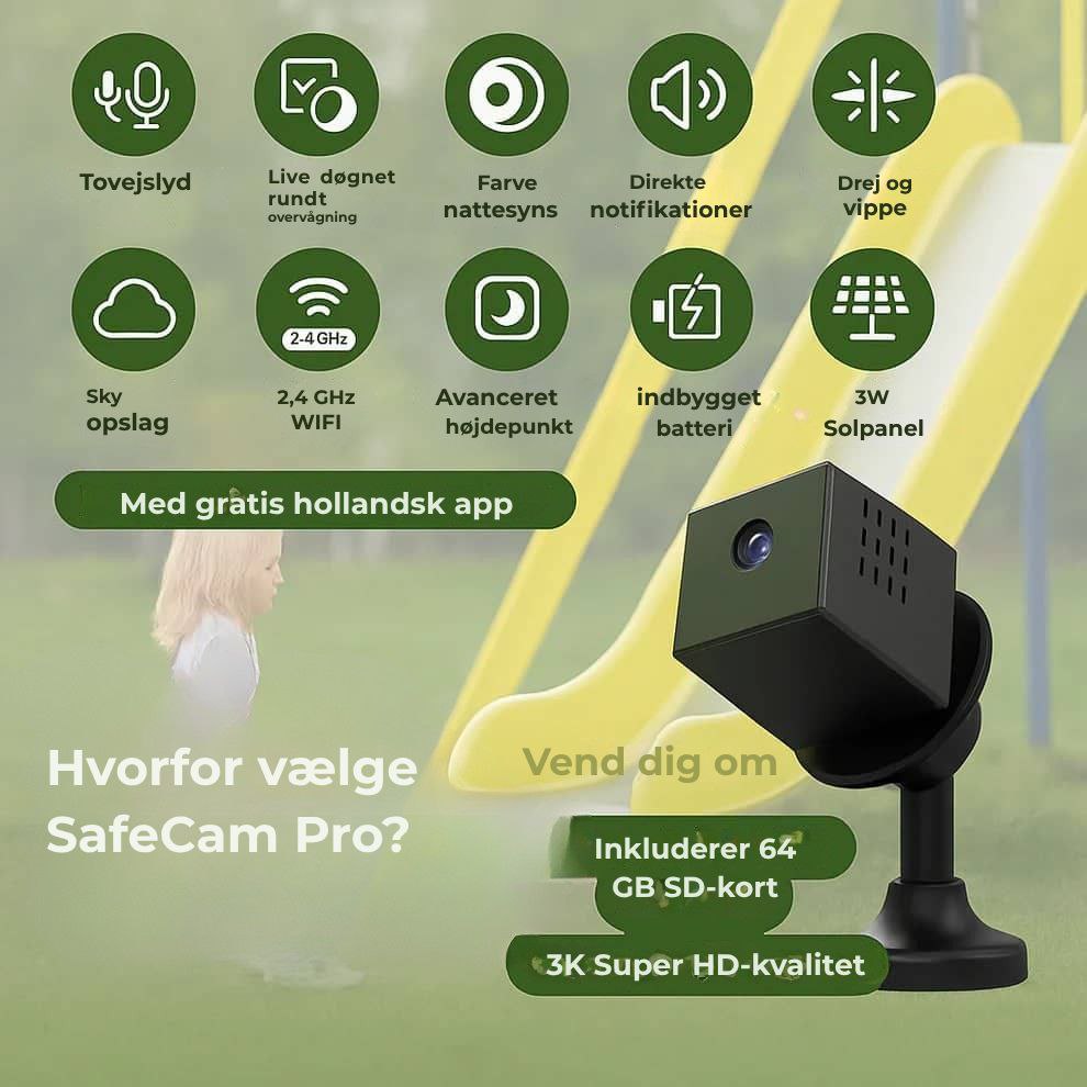 SafeCam Pro™ | Altid sikker – selv uden internet eller strøm