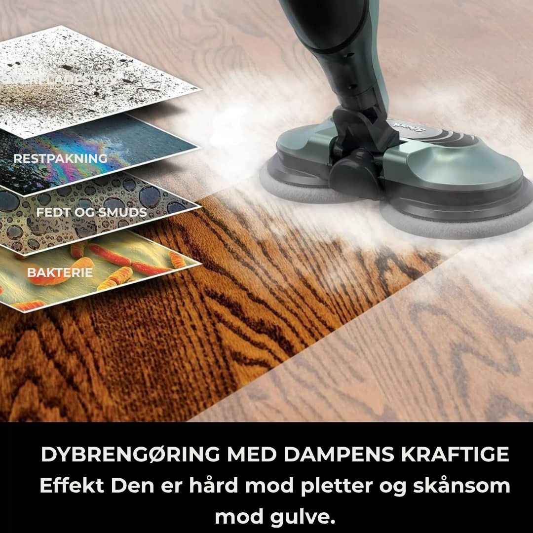 Shark® damp- og skuremoppe – alt-i-én med LED, XL-tank og 8 puder