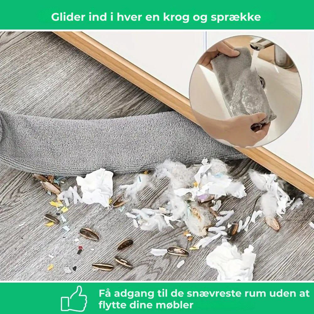 Ultraflad teleskopisk støvkost til svært tilgængelige steder