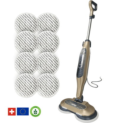 Shark® damp- og skuremoppe – alt-i-én med LED, XL-tank og 8 puder