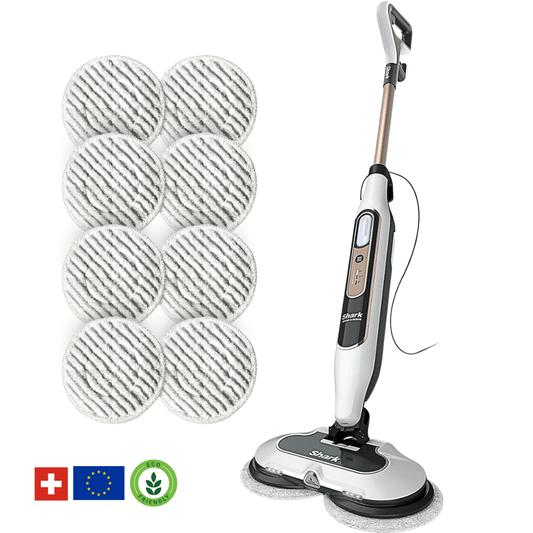 Shark® damp- og skuremoppe – alt-i-én med LED, XL-tank og 8 puder