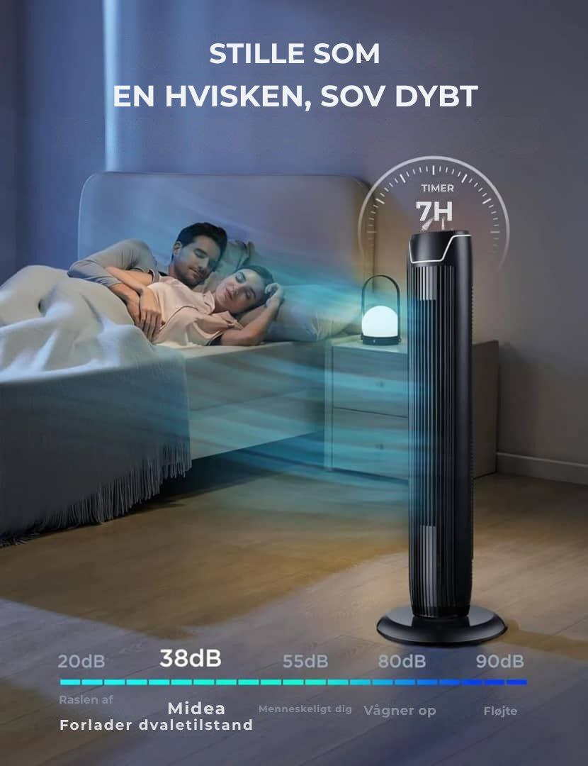 Midea - Smal søjleventilator med fjernbetjening