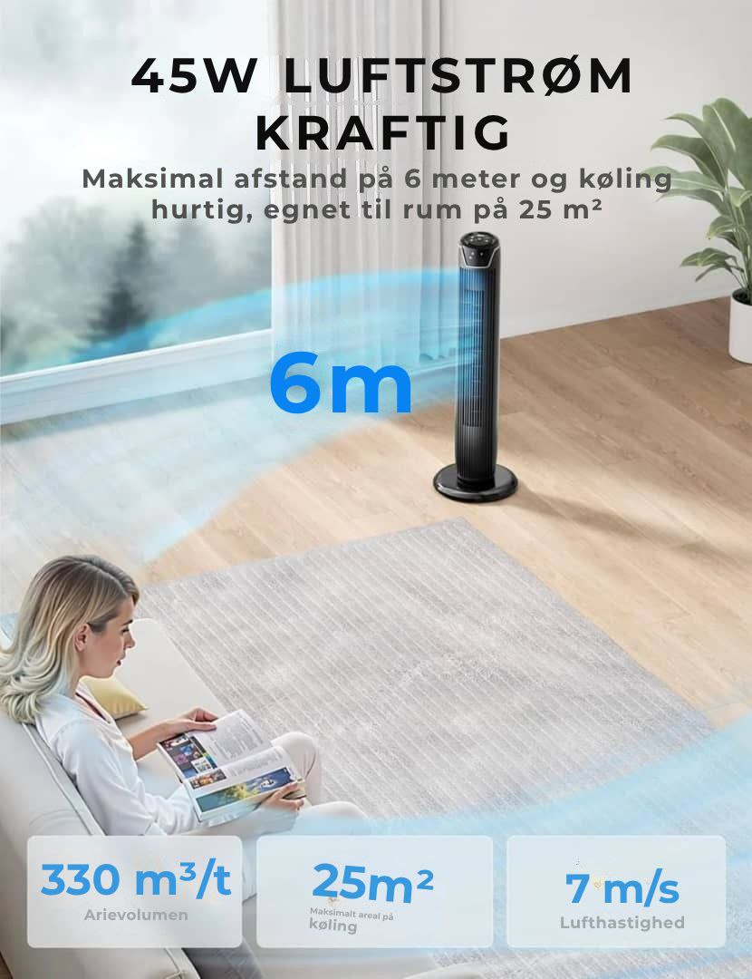 Midea - Smal søjleventilator med fjernbetjening