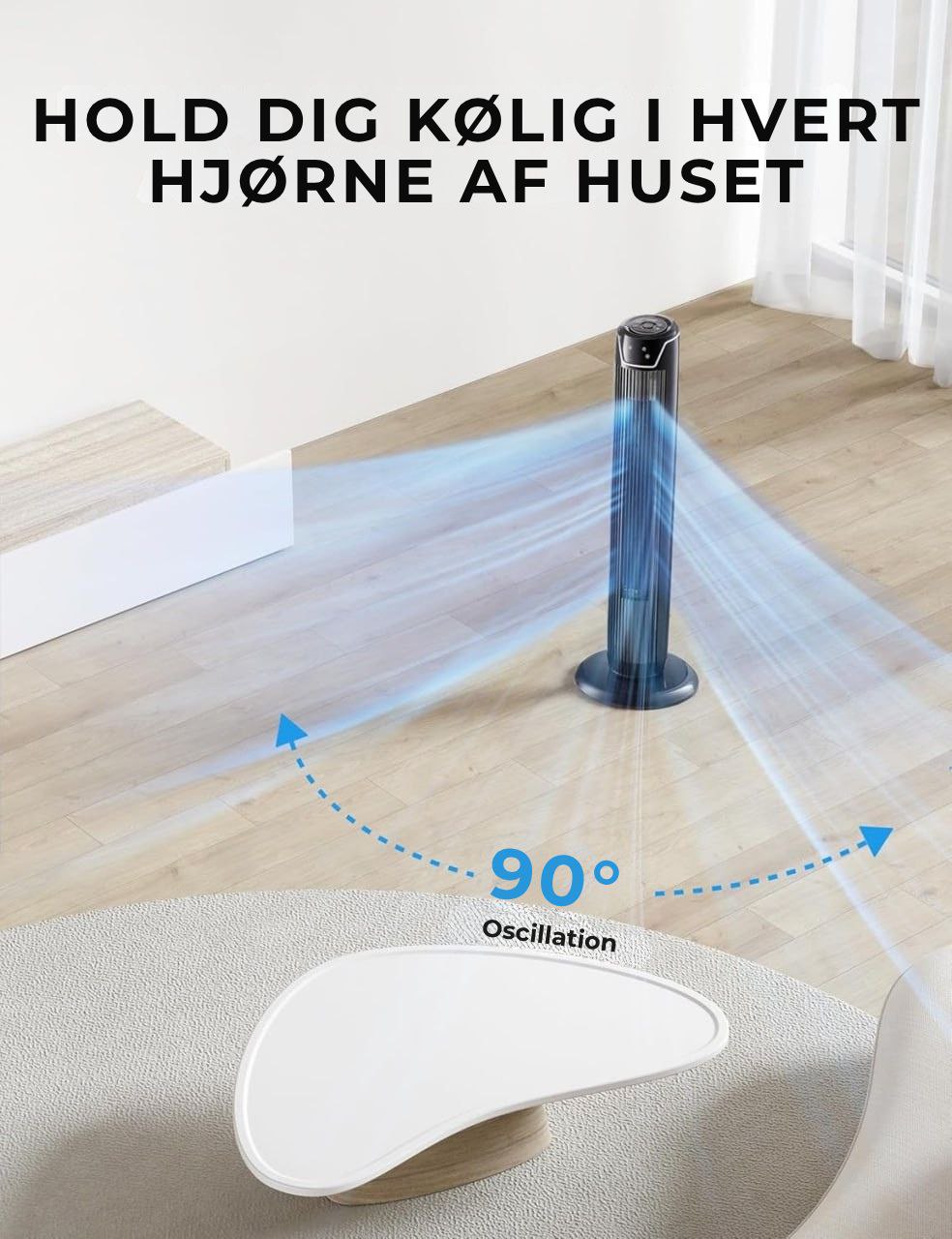 Midea - Smal søjleventilator med fjernbetjening