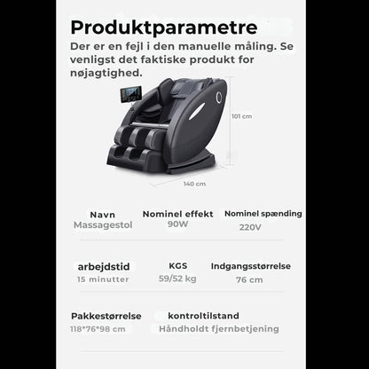 Massagestol A5 - Varmeterapi, AI-styring, Zero Gravity & Touchskærm