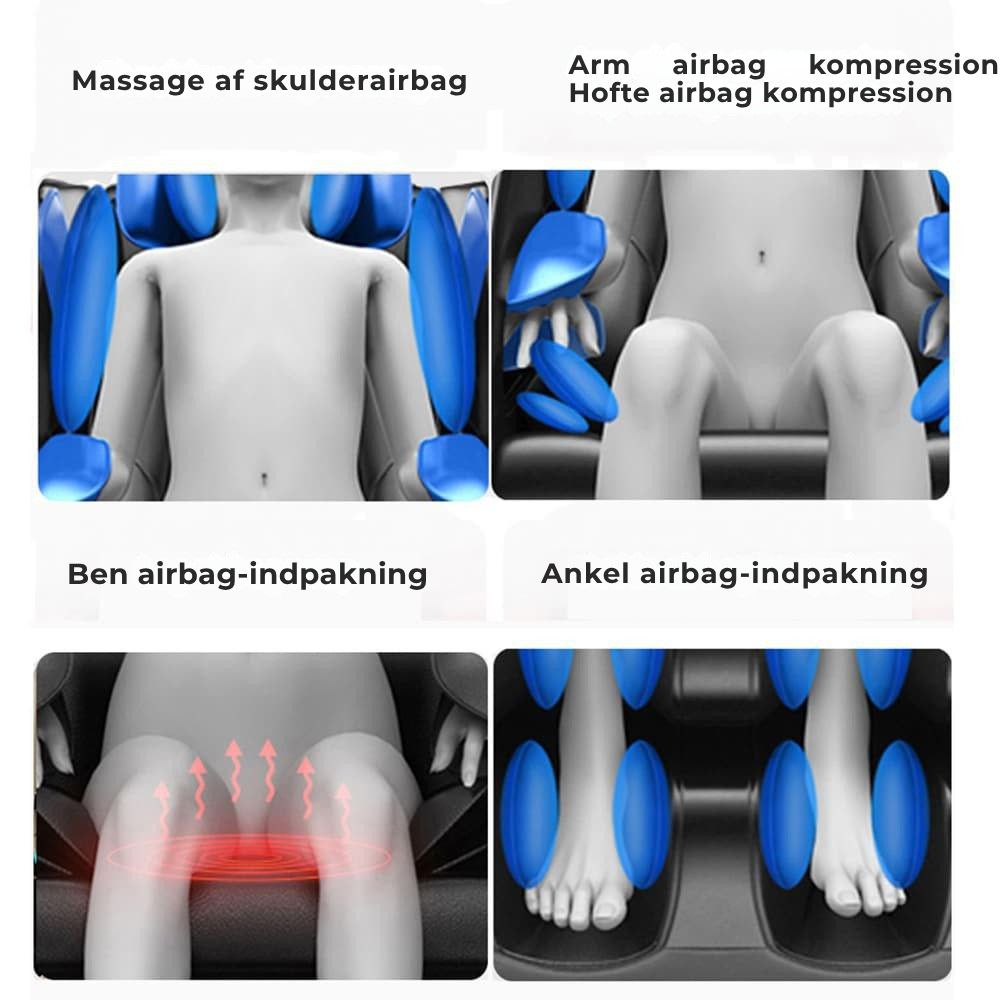 Massagestol A5 - Varmeterapi, AI-styring, Zero Gravity & Touchskærm