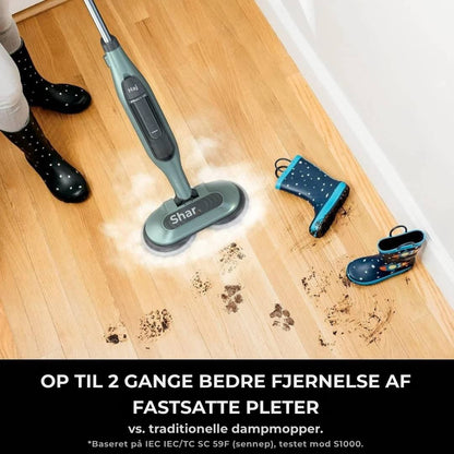 Shark® damp- og skuremoppe – alt-i-én med LED, XL-tank og 8 puder
