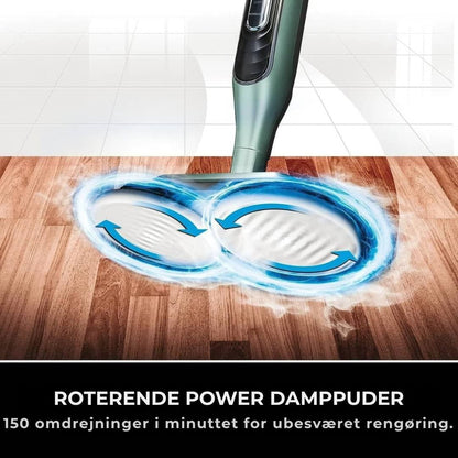 Shark® damp- og skuremoppe – alt-i-én med LED, XL-tank og 8 puder